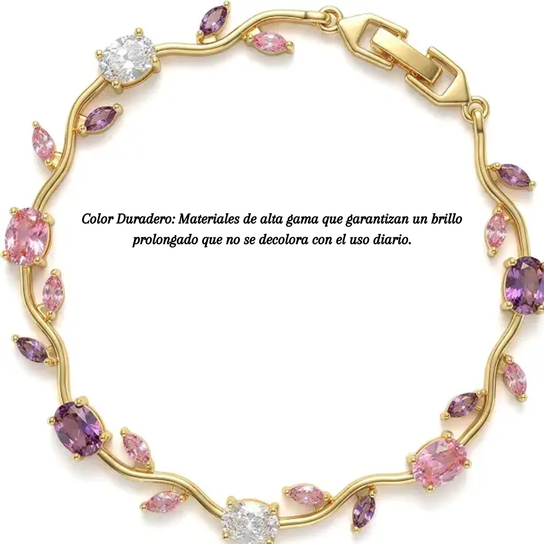 Brazalete elegante floral de tulipan con circonitas cubicas