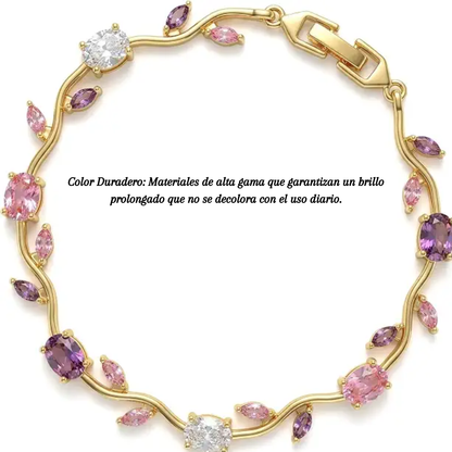 Brazalete elegante floral de tulipan con circonitas cubicas