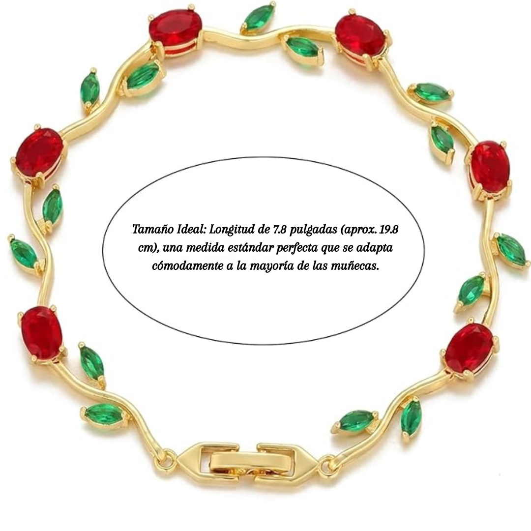 Brazalete elegante floral de tulipan con circonitas cubicas