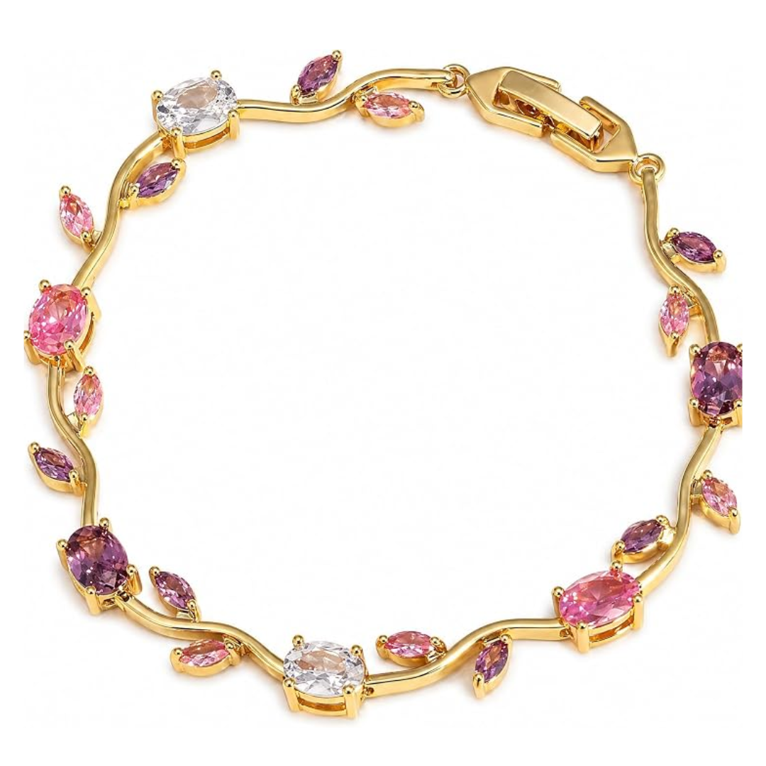 Brazalete elegante floral de tulipan con circonitas cubicas
