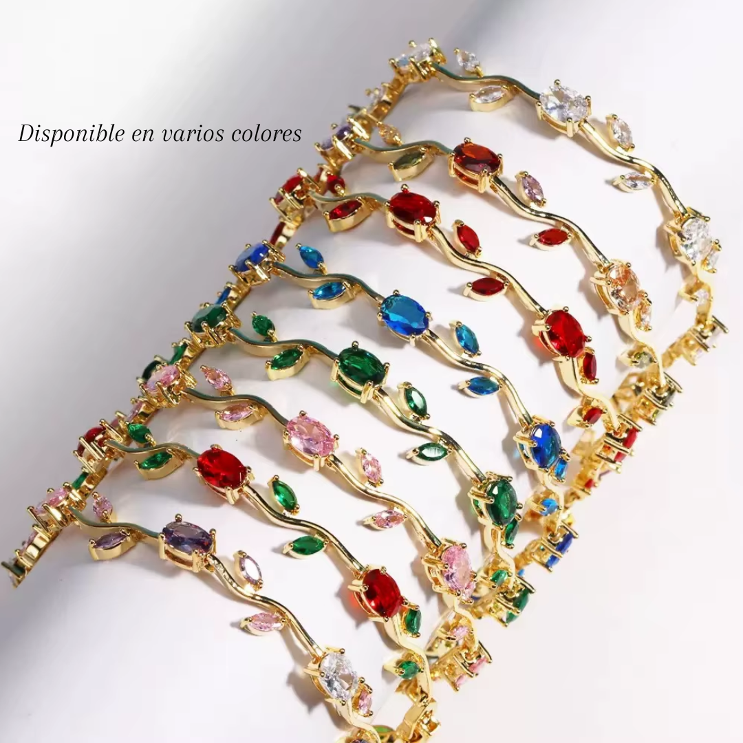 Brazalete elegante floral de tulipan con circonitas cubicas