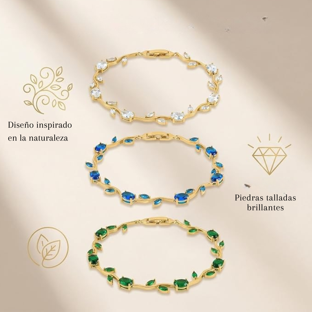 Brazalete elegante floral de tulipan con circonitas cubicas