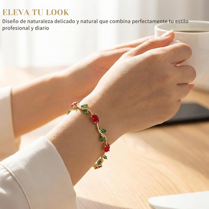 Brazalete elegante floral de tulipan con circonitas cubicas
