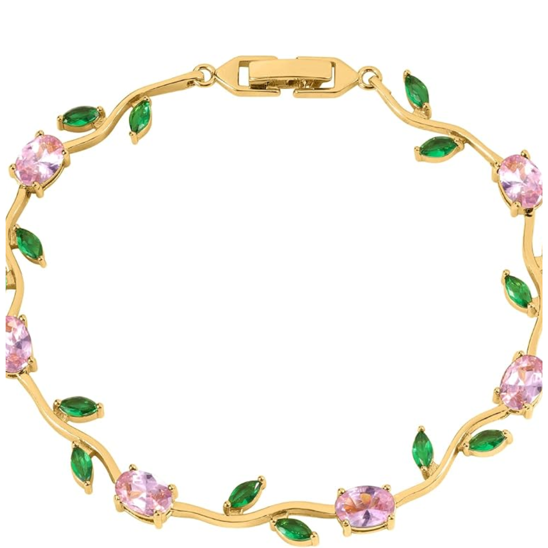 Brazalete elegante floral de tulipan con circonitas cubicas