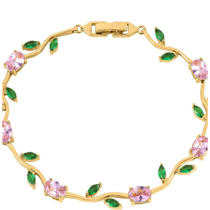 Brazalete elegante floral de tulipan con circonitas cubicas